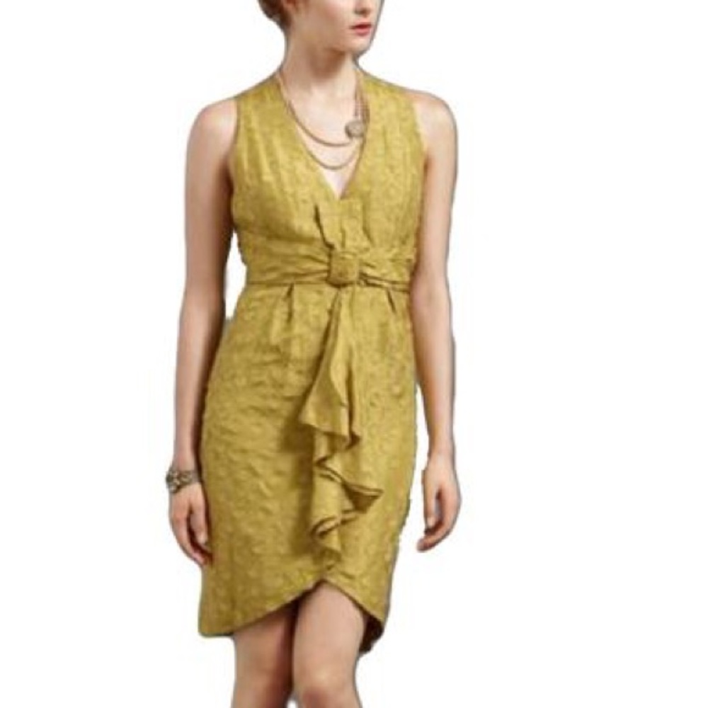 ✨SALE ✨Quillaree Silk Yellow Tethered Dots Dress